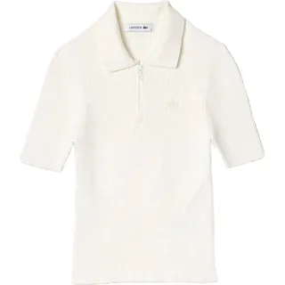 Lacoste - mit kurzem Reißverschluss Poloshirt für Damen Rippenstrick GT6251 (38 DE) (Weiß) - Weiß