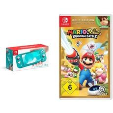 Nintendo Switch Lite, Standard, türkis-blau + Mario & Rabbids Kingdom Battle - Gold Edition