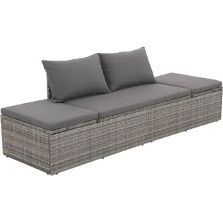 vidaXL Outdoor-Lounge-Bett mit Polster & Kissen Poly Rattan Grau - Grau