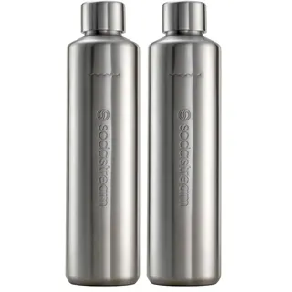 Sodastream 0,8L DUO Thermic Metallflasche Edelstahl Silber