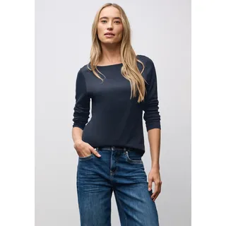 STREET ONE Damen 3228737 Basic Langarmshirt, deep Blue, 36