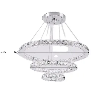 Kristall-Deckenlampe, modernes Design, Esszimmer-Nachbildung, 3Ringe D40xD30xD20cm, Warmweiß