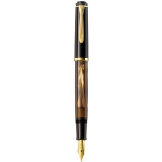 Pelikan Classic 200, Braun-Marmoriert, Feder F (fein), hochwertiger Kolbenfüller im Geschenk-Etui, 808880