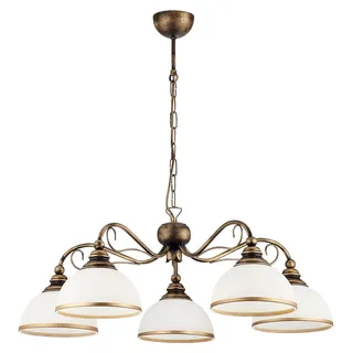 Pendelleuchte Braun antik 3-flammig Wohnzimmer Esszimmer Jugendstil wohnlich DELMARE Hängelampe - Bronze