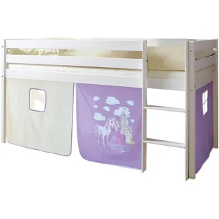 MID.YOU Hochbett Malte 90 x 200 cm Kiefer massiv weiß flieder