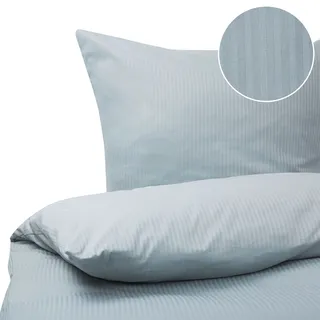 Beliani Avondale Gestreift Baumwolle Grau 240 x 220 cm + 2 x 80 x 80 cm