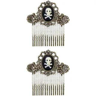 W WIDMANN MILANO Party Fashion 46750 - Kamm mit Totenkopf und gekreuzten Knochen, Haarschmuck, Pirat, Karneval, Mottoparty