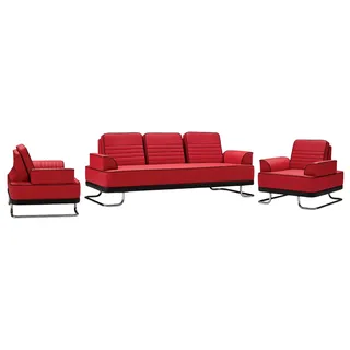 Set 3tlg Sofagarnitur 3+1+1 Sitzer Leder Sessel Wohnzimmer Exzellenz Ästhetik