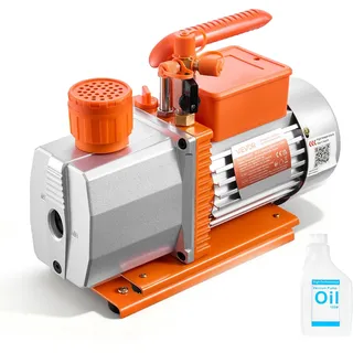 Vevor Vakuumpumpe, 7 CFM 198 L/min, 2-stufig, 550 W geeignet für R134a, R22, R410a, R1234YF & R32, 4-poliger Motor, für die Wartung von Kfz-Klimaanlagen & die Entgasung von Harzen, inkl. Öl