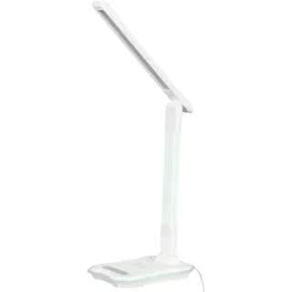 Novel Led-Schreibtischleuchte , Weiß , Kunststoff , Uni , länglich , F , 18.1x12.1x31.6 cm , RoHS, Ce , Farbwechsler, 3 Helligkeitsstufen, schwenkbar, verstellbare Arme, USB-Anschluss zum Laden von Smartphones, kabelloses Laden, Handyladefunktion, Farbtemperaturwechsler, transportabel , Lampen & Leuchten, Innenbeleuchtung, Tischlampen, Schreibtischlampen