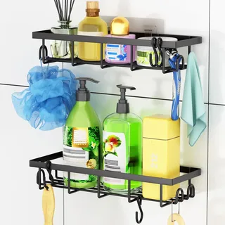 Duschkorb ohne Bohren - Badezimmer Organizer - 2 Stück - rostfreies Metall