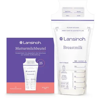 Lansinoh Muttermilchbeutel, 25 Stück | Muttermilch Aufbewahrung, Muttermilch sicher lagern und einfrieren, hygienisch, platzsparend, hergestellt ohne BPA