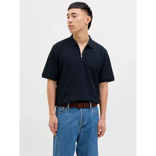 Poloshirt JACK & JONES "JJEAUSTIN ZIP POLO SS NOOS", Herren, Gr. XL, blau (navy blazer detail:classic), Jersey, Obermaterial: 58% Polyester, 40% Baumwolle, 2% Elasthan, unifarben, regular fit normal, Shirts Poloshirt, mit Polokragen
