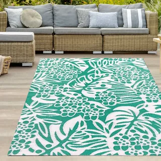 Wetterfester Outdoor-Teppich mit tropischem Flair in petrol Größe - 180 x 280 cm - Petrol