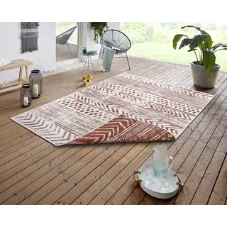 Northrugs Teppich »BIRI Wendeteppich«, rechteckig, 5 mm Höhe, In-& Outdoor, Wetterfest, Balkon, Läufer, Wohnzimmer, Wasserfest, Boho Style Vintage Design Teppich für Terrasse Garten Wintergarten Wohnzimmerteppich in Cayenne