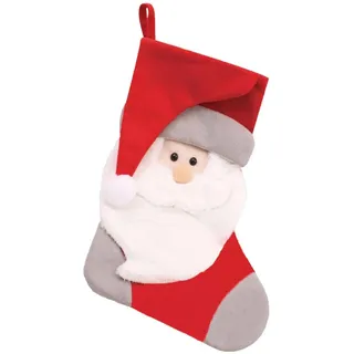 Weihnachtsstrumpf Mit Weihnachtsmann Gesicht 40cm Rot, Weiß Und Grau