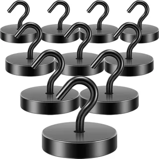 Neosmuk Magnethaken schwarz,40kg Magnet Haken Extra Stark für Spind Organizer,neodym magnete,haken magnetisch sehr stark für werkstatteinrichtung,heckzelt,grill,kleiderhaken