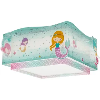 Dalber Deckenleuchte für Kinder Mermaids Meerjungfrauen, Deckenlampe Kinderzimmer, Türkis