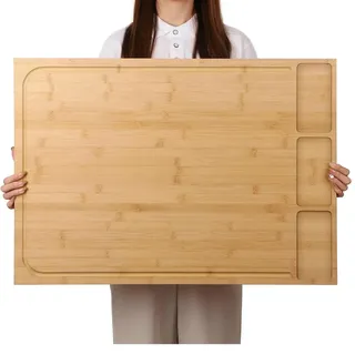 Bambus Herdabdeckungen mit Anschlagkante, Multifunktionale Holz Herdabdeckung Schneidebrett Einstellbare Stützfüße Herd Abdeckplatte für Herdplatten 75x54x10cm
