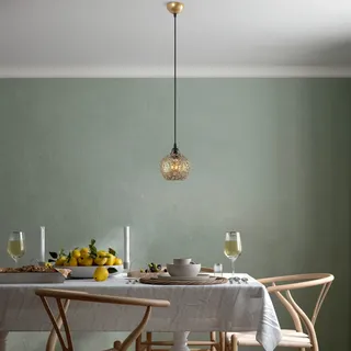 Elegant Gold Chandelier, Adjustable Height 35-115 cm, Metal Body, Ø17 cm, E27 Socket (Max 40W), Stylish Lighting for Modern Homes, IP20 Rated