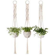 Mkouo 3er-Set Makramee Blumenampel Pflanzenhänger Innen Wandbehang Pflanzkorb Blumentopf Halter Boho Home Decor, 99cm