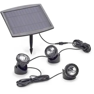 PONTEC PondoSolar LED Set 3 - Teich Solar LED Beleuchtung 3 Spots / Schwarz