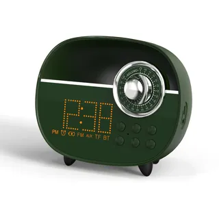 iTOMA Retro Wecker mit Bluetooth, Vintage FM Radio, Freisprecheinrichtung, Nachtlicht, Unterstützung TF Karte und AUX, Geeignet für Home Office, Outdoor 158