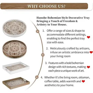 Rustiek houten Salontafel-Tray - Rechthoekig - Boho - Woonkamer - Deko - Natursteineffekt