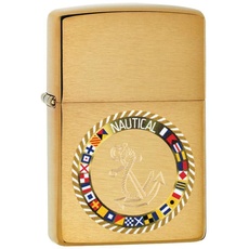 Zippo Nautical Flags and Anchor Design Brushed Brass Pocket Lighter