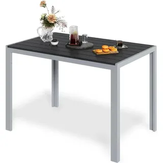 Gartentisch - Outdoor Esstisch - Aluminiumgestell - Lamellenplatte 9,5×7 cm - 110×70×73 cm - Für 6 Personen - Grau