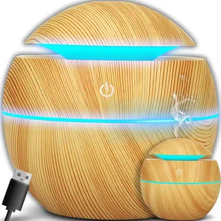 Luftbefeuchter Diffuser Aroma Ultraschall LED Öle Diffusor Holz Duftlampe Duftöl Air Humidifier Aromatherapie Raumbefeuchter Raum Büro Yoga Reto