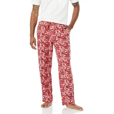 Amazon Essentials Herren Schlafanzughosen aus Flanell-Auslauffarben, Rot Weihnachtsmann, L