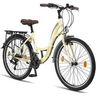 Licorne Bike Stella Premium City Bike 20,24,26 und 28 Zoll Fahrrad für Mädchen Herren und Damen 21 Gang (6 Gang bei 20 Zoll) Holland Citybike - Schwarz