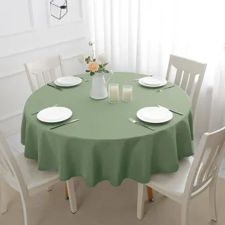 Romanstile Tischdecke rund 160 cm grün Outdoor abwaschbar und wasserabweisend Tischtuch Tischwäsche Table Cloth für Party,Balkon,Esszimmer,Garten,Draußen,Ostern,Frühling