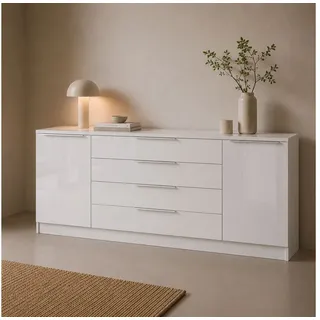 borchardt Möbel Oliva 200 x 78 x 35 cm Weiß matt / Weiß hochglanz
