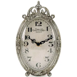 NIKKY HOME Vintage-Tischuhr, leise, Nicht tickend, batteriebetrieben, Schreibtischregal, Kaminsims, kleine Metall-Uhr für Wohnzimmer-Dekoration, Retro-Silber