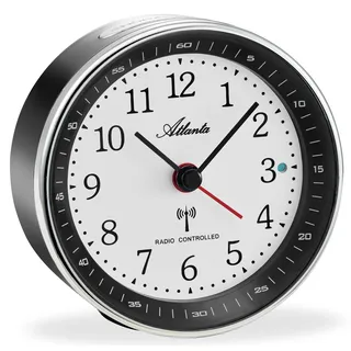 Atlanta Funkwecker ohne Ticken mit Licht Snooze Crescendo Alarmanzeige Analog - 1868/7 (Schwarz)