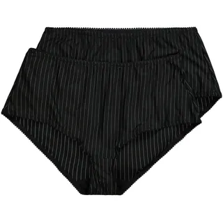 Ulla Popken Damen große Größen Übergrößen Plus Size Midislips, 2er-Pack, Nadelstreifen schwarz 54+ 800279130-54+