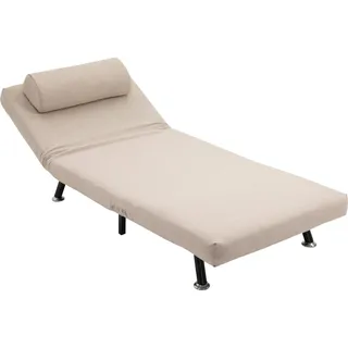 Schlafsessel, Klappsessel mit Bettfunktion, Rückenkissen, klappbarer Relaxsessel in Leinenoptik, Verstellbare Rückenlehne, bis 150 kg belastbar, für Wohnzimmer, Beige - Beige