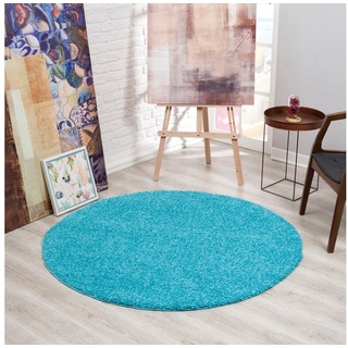 Sanat Hochflor-Teppich »LOCA«, rund, 30 mm Höhe, Wohnzimmer, Langflor, Shaggy, Schlafzimmer blau