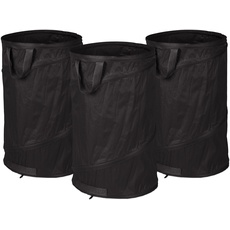 Bild von Laubsack selbstaufstellend, 3er Set, 160 L, Pop Up Gartensack, 3 Griffe, UV-beständig, wasserdicht, schwarz