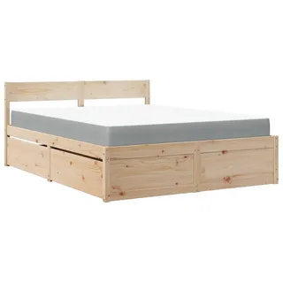vidaXL Bett mit Schubladen und Matratze 140x200 cm Massivholz Kiefer