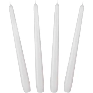 BRUBAKER 24 cm Spitzkerzen für Kerzenständer und Kerzenhalter - 4 Stück - lange, tropffreie Deko Kerzen mit langer Brenndauer - Leuchterkerzen Set Weiß