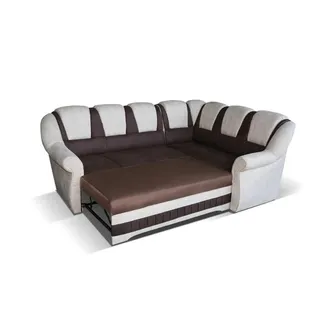 Design Ecksofa Sofa Bettfunktion Couch Schlafsofa Leder Polster Textil Sofas Neu - Beige