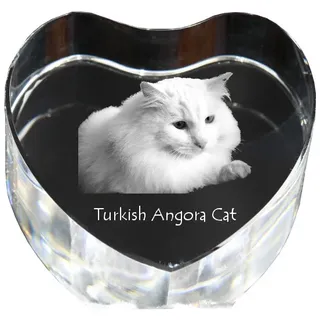 Türkisch Angorakatze - Kristalluhr mit Katzenbild, Herzregal-Uhr, personalisierte Standuhr von Art-Dog.