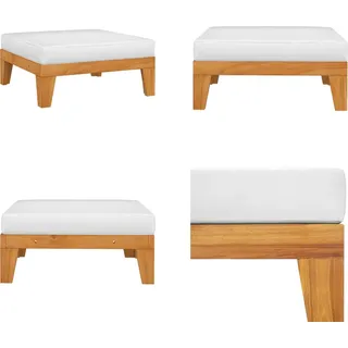 vidaXL Modular Fußhocker mit Cremeweißen Kissen Akazie Massivholz - Fußhocker - Holz-Fußhocker - Fußstütze - Fußstützen - Weiß