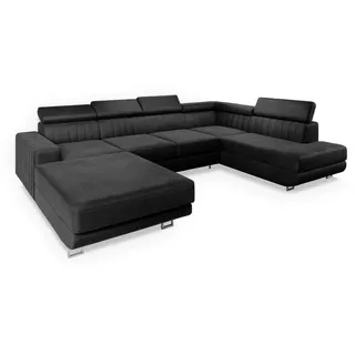 masseno Wohnlandschaft mit Schlaffunktion Siena , schwarz , Maße (cm): B: 335 H: 89