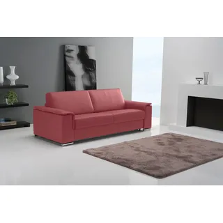 Schlafsofa EGOITALIANO "Cecilia, modern & elegant, erstklassiger Sitzkomfort, Dauerschläfer", rot (kirschrot), B:234cm H:85cm T:102cm, Leder »BULL« (echtes Rindsleder). Geschliffenes, pigmentiertes und behandeltes Rindsleder mit einer Dicke von 1, 3-1, 5 mm. Dieses Leder zeigt eine ziemlich weiche Hand mit einem halb undurchsichtigen Aussehen. Es handelt sich um ein geschütztes Leder. Eine leichte Deckschicht schützt sie vor Flecken, ohne ihre ursprünglichen Eigenschaften zu verändern. Die geschützten Leder