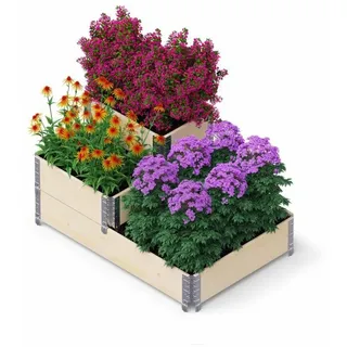 Stufenbeet Hochbeet 3 Ebenen 120x80cm Blumen Kräuter Gemüse, aus Holz, 57cm Hoch