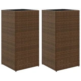Pflanzkübel 2 Stk. Braun 40x40x80 cm Poly Rattan - Braun